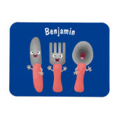 かわいいナイフのフォークとスプーン刃物の漫画 マグネット (横)