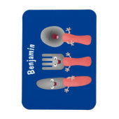 かわいいナイフのフォークとスプーン刃物の漫画 マグネット (縦)