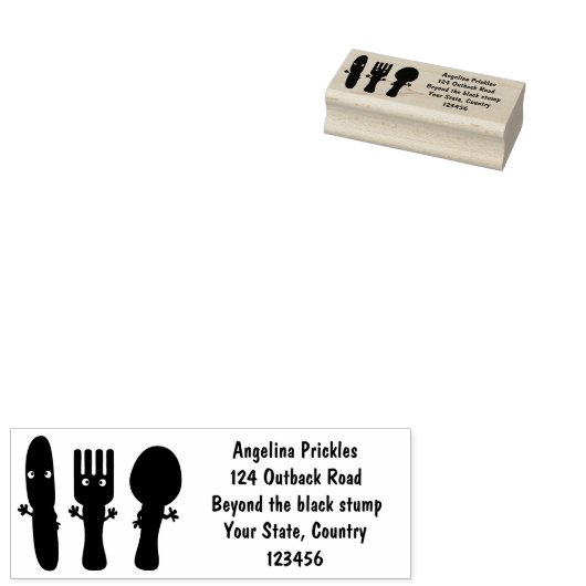 かわいいナイフのフォークとスプーン刃物の漫画 ラバースタンプ (押印)