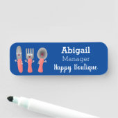 かわいいナイフのフォークとスプーン刃物の漫画 名札 (インサイチュ)