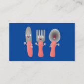 かわいいナイフ フォーク スプーンの食器の漫画 名刺 (裏面)