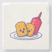 かわいいナゲットスマイルとタレ漫画 ストーンコースター (正面)