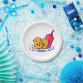 かわいいナゲットスマイルとタレ漫画 ペーパープレート (パーティー)