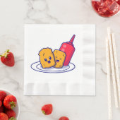 かわいいナゲットスマイルとタレ漫画 縁ありランチョンナプキン (インサイチュ)