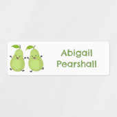 かわいいナシのペア漫画のフルーツパーソナライズされた ラベル (デザイン2)