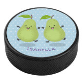 かわいいナシのペア漫画イラストレーション アイスホッケーパック (3/4)