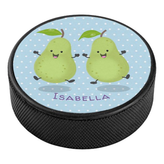 かわいいナシのペア漫画イラストレーション アイスホッケーパック (3/4)