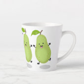 かわいいナシのペア漫画イラストレーション カフェラテマグ (右)