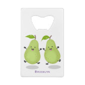 かわいいナシのペア漫画イラストレーション クレジットカード栓抜き (裏面)