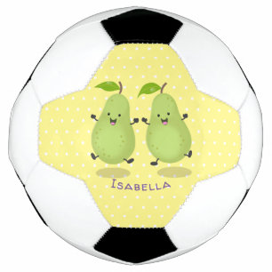 かわいいナシのペア漫画イラストレーション サッカーボール