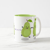 かわいいナシのペア漫画イラストレーション ツートーンマグカップ (正面右)