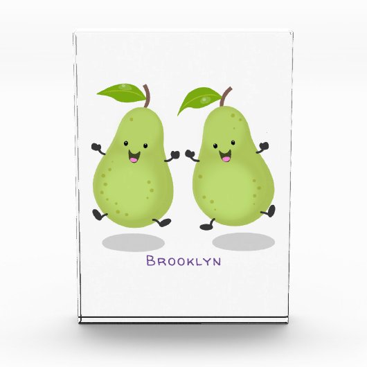 かわいいナシのペア漫画イラストレーション フォトブロック (正面)