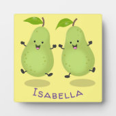 かわいいナシのペア漫画イラストレーション フォトプラーク (正面)