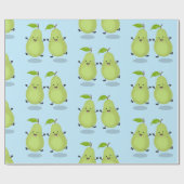 かわいいナシのペア漫画イラストレーション ラッピングペーパー (フラット)