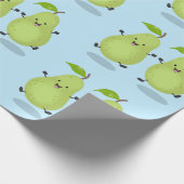 かわいいナシのペア漫画イラストレーション ラッピングペーパー (角)