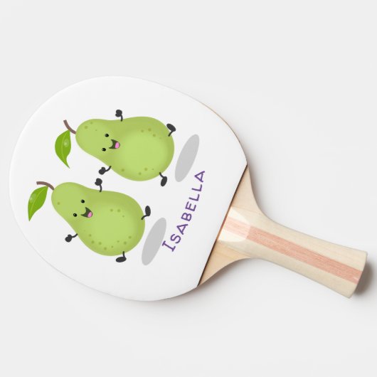 かわいいナシのペア漫画イラストレーション 卓球ラケット (横)