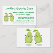 かわいいナシのペア漫画イラストレーション 名刺 (正面/裏面)