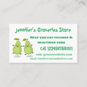 かわいいナシのペア漫画イラストレーション 名刺