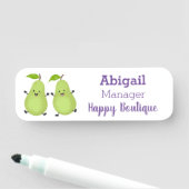 かわいいナシのペア漫画イラストレーション 名札 (インサイチュ)