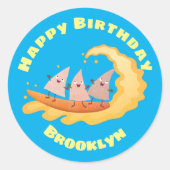 かわいいナチョスコーンチップスサーフィンクラシックラウンドスティック ラウンドシール (正面)