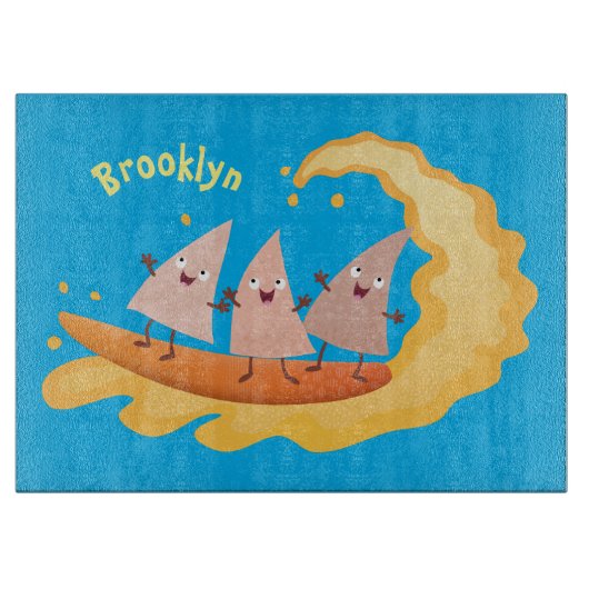 かわいいナチョスコーンチップスサーフィン漫画 カッティングボード (正面)