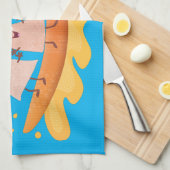 かわいいナチョスコーンチップスサーフィン漫画 キッチンタオル (四つ折り)