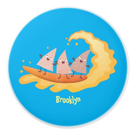 かわいいナチョスコーンチップスサーフィン漫画 セラミックノブ (正面)