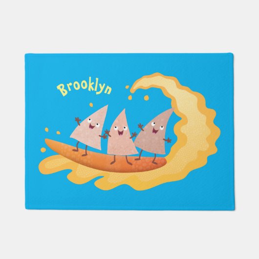 かわいいナチョスコーンチップスサーフィン漫画 ドアマット (正面)