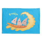 かわいいナチョスコーンチップスサーフィン漫画 枕カバー (裏面)