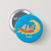 かわいいナチョスコーンチップスサーフィン漫画 缶バッジ (正面&裏面)