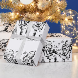 かわいいナッツクラッカー クリスマスデコレーション ラッピングペーパー