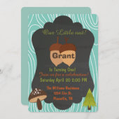 かわいいナットの森林誕生日のパーティの招待状4 招待状 (正面/裏面)