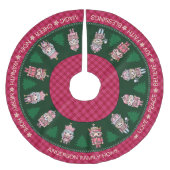 かわいいナットクラーズピンク&グリーンタータンチェッククリスマス ブラッシュドポリエステルツリースカート (正面)