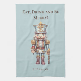 かわいいナツクラッカー食べ名ドリンクBeメリー Holiday キッチンタオル