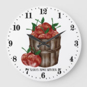 かわいいナナのアップルキッチン名 ラージ壁時計 (正面)