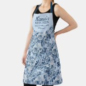 かわいいナナのキッチンのライトブルーフローラ水色 エプロン (インサイチュ)