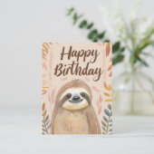 かわいいナマケモノお誕生日おめでとう ポストカード (スタンド正面)