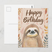 かわいいナマケモノお誕生日おめでとう ポストカード (正面/裏面)
