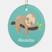 かわいいナマケモノかわいいアニマルオンティール（緑がかった色） セラミックオーナメント (左)