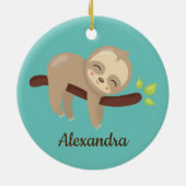 かわいいナマケモノかわいいアニマルオンティール（緑がかった色） セラミックオーナメント (裏面)