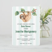 かわいいナマケモノが逆さまにぶら下がっている水彩のシャワープレゼント 招待状 (スタンド正面)