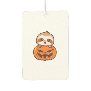 かわいいナマケモノとかぼちゃのハロウィーン漫画ベクターI カーエアーフレッシュナー