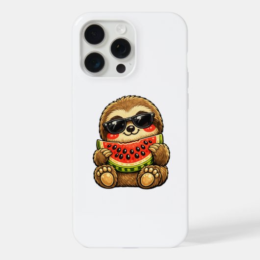かわいいナマケモノとスイカ iPhoneケース (裏面)