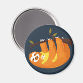 かわいいナマケモノとベビー マグネット (正面/裏面)