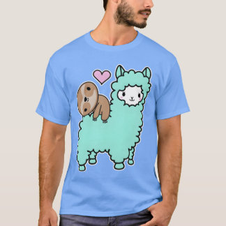 かわいいナマケモノとラマの最高の友達 カワイイ アルパカ Tシャツ
