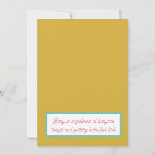 かわいいナマケモノと鳥の女の子の赤ちゃんシャワー 招待状 (裏面)