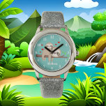 かわいいナマケモノに名前の女の子を追加 腕時計<br><div class="desc">デザイン: www.etsy.com/shop/InkleyStudio</div>