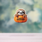 かわいいナマケモノに座って。文字ハッピーハロー アクリルサイン (ニュートラル)