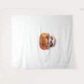 かわいいナマケモノに座って。文字ハッピーハロー タペストリー (正面(横))