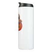 かわいいナマケモノに座って。文字ハッピーハロー タンブラー (回転右)